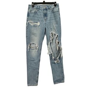 American Eagle Outfitters High Rise Ripped Blue Jeans